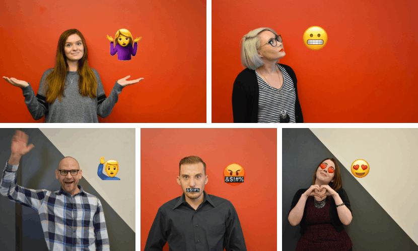 The ON team staring at a bunch of emojis