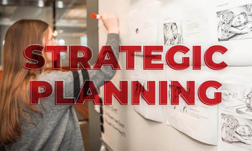 A graphic of Mikaela doing some strategic planning