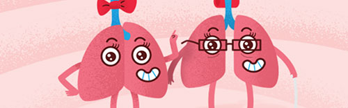 Illustrated Lung Characters For Radon Awareness
